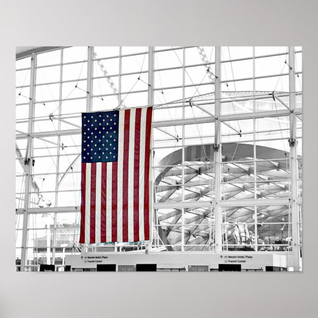 Poster American Flag Architectural Denver Airport Art USA (Devant)