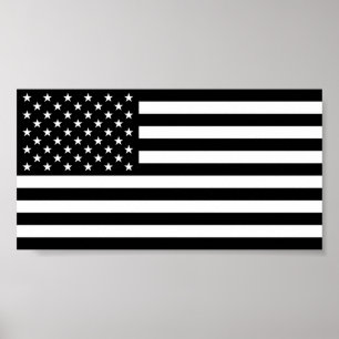 Poster American Flag - Black and White Version