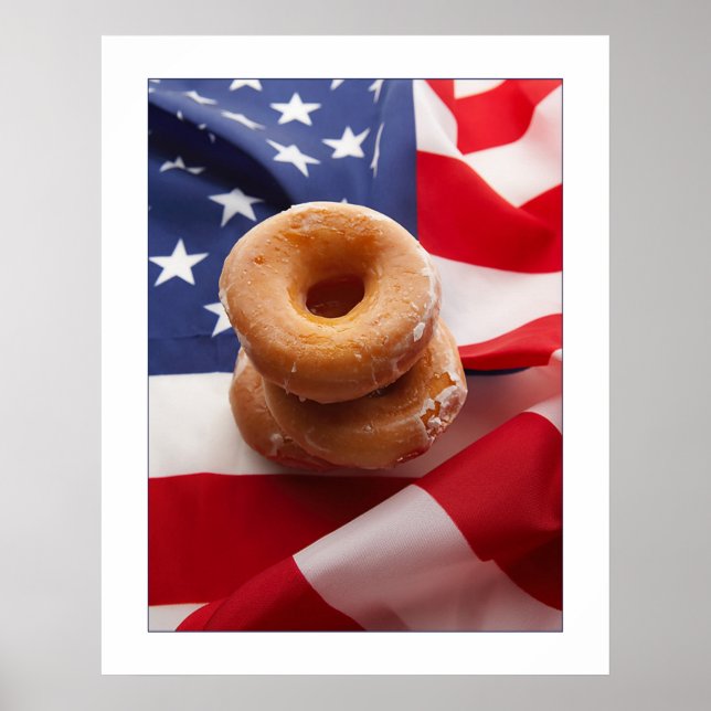 Poster American Flag & donuts Design Poster/imprimer 23x2 (Devant)
