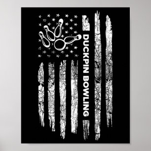 Poster American Flag Duckpin Bowling - Vintage Duckpin Bo