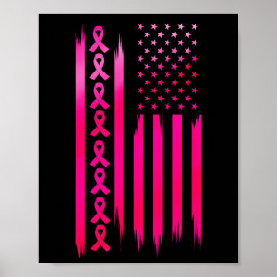 Poster American Flag Fighting Breast Cancer