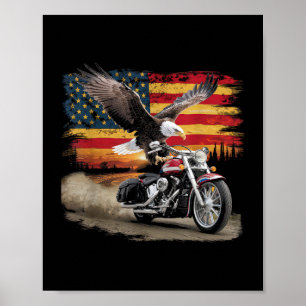 Poster American Flag Mocycle Tshirt USA Flag Bike Ret