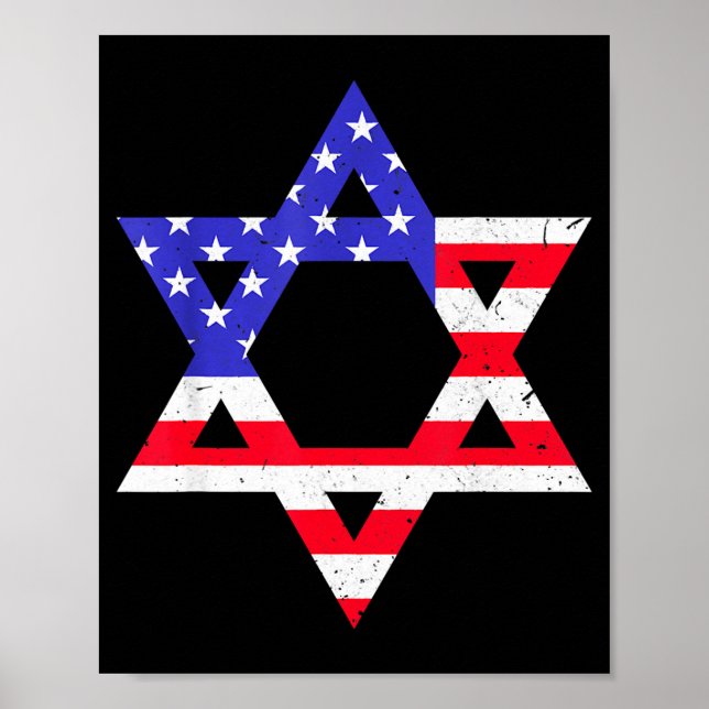 Poster American Flag Star Of David Jewish Hanukkah T Shir (Devant)