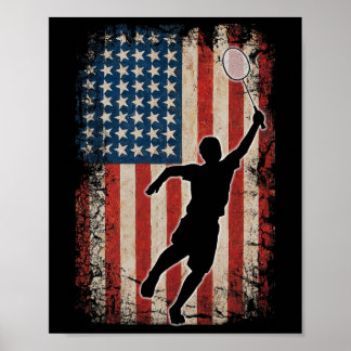 Poster American Flag Volant de badminton Art Sports