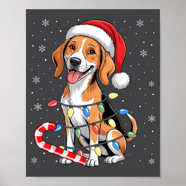 Poster American Foxhound Dog Ugly Christmas Candy Cane Tr (Devant)