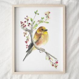 Poster American Goldfinch Bird Watercolor Art Imprimer