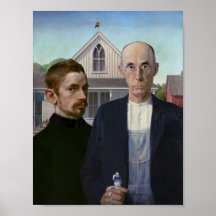 American Gothic avec l'affiche de la fierté