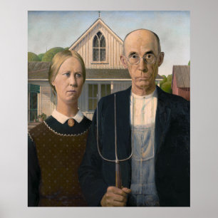 Poster American Gothic : Vie rurale pauvre paysan