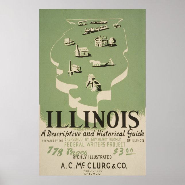 Poster American Guide Series Volume On Illinois. (Devant)