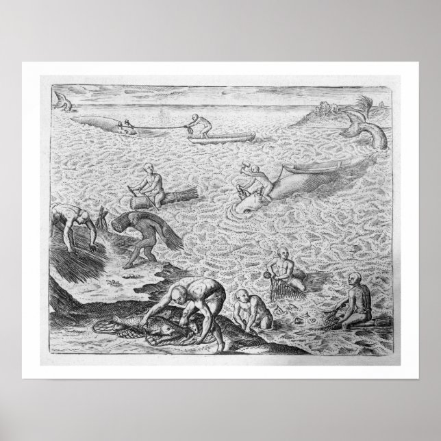 Poster American Indian method of whaling, from an account (Devant)