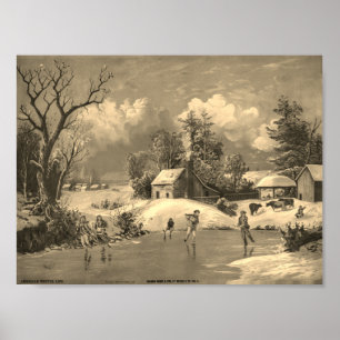 Poster American Life Winter Time with Sepia Filter