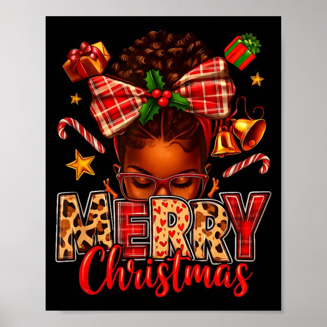 Poster American Melanin Afro Sleigh Queen Christmas Afric (Devant)