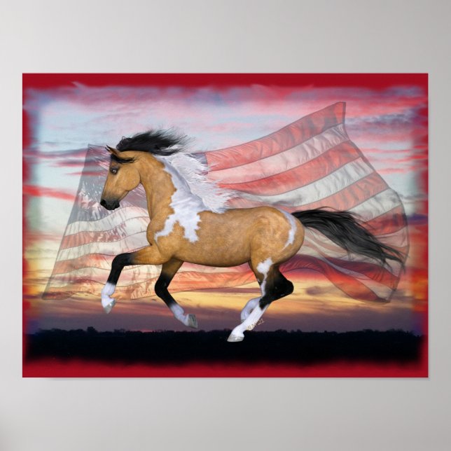 Poster American Paint Horse, empreinte de valeur (Devant)