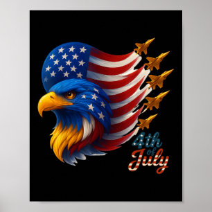 Poster American Patriotic Fighter Jets Usa Drapeau Eagle