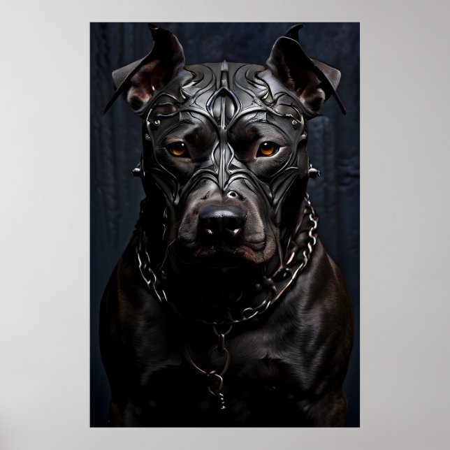 Poster American Pitbull Terrier Black Metal Art (Devant)