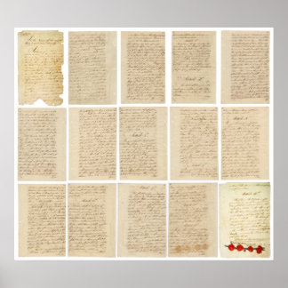 Poster American Revolution 1783 Traité de Paris Toutes le