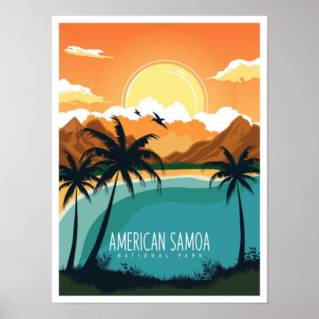 Poster American Samoa National Park Travel Illustration (Devant)