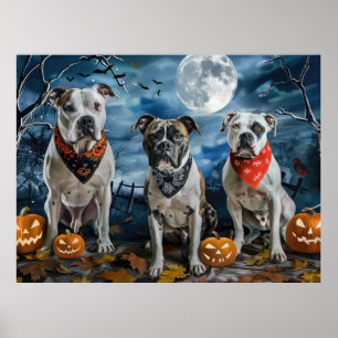 Poster American Staffordshire Halloween Éffrayant
