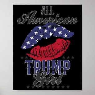 Poster American Trump Girl Usa Flag Lips Gop Vote 2024