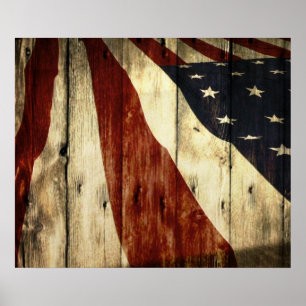 Poster Americana Barn Wood American Flag