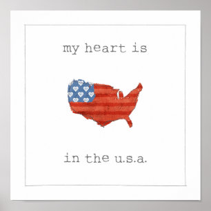Poster   americana mon coeur est dans la carte des