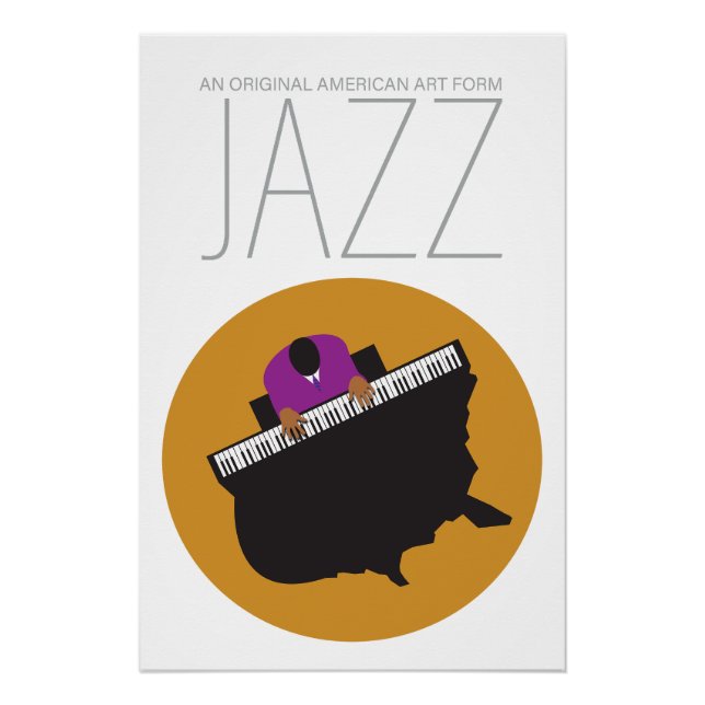 Poster AmericanJazz White Glossy (18,67 po x 28 po (Devant)