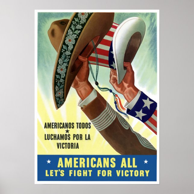 Poster Americanos Todos Luchamos Por La Victoria (Devant)