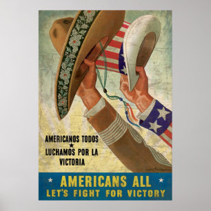 Poster Americans All Let's Fight For Victory