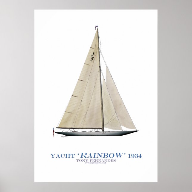 Poster americas cup yacht "arc-en-ciel", tony fernandes (Devant)
