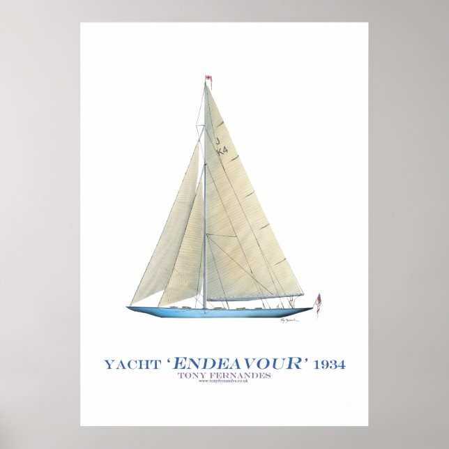 Poster americas cup yacht 'effort', tony fernandes (Devant)