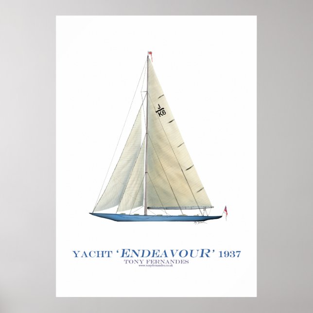 Poster americas cup yacht 'effort', tony fernandes (Devant)