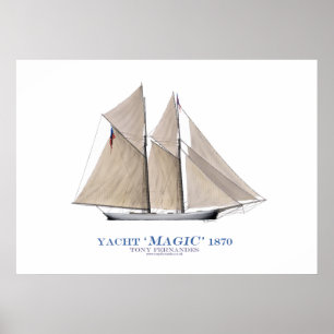 Poster americas cup yacht 'magic' 1870, tony fernandes