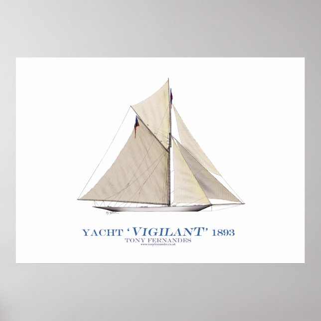 Poster americas cup yacht 'vigilant', tony fernandes (Devant)