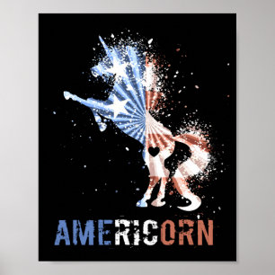 Poster Americorn drapeau américain licorne patriotique 4