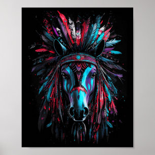 Poster Amérindien de guerre Bonnet Horse Cadeau