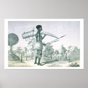 Poster Amérindien portant une défensive décorée d'éléphan