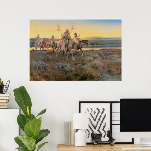 Poster Amérindiens vintages, Piégans par CM Russell