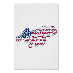 Poster Amérique 250 Drapeau Script Semiquincentennial Des