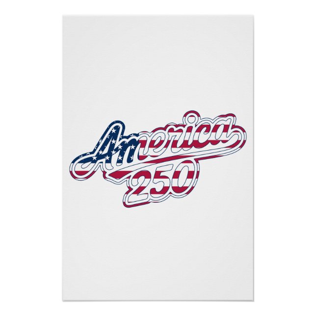 Poster Amérique 250 Drapeau Script Semiquincentennial Des (Devant)