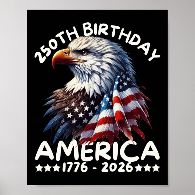 Poster Amérique 250e anniversaire Eagle Us Drapeau Juille (Devant)