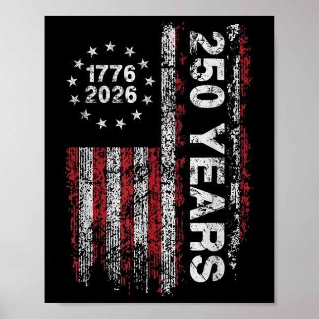 Poster Amérique 250e anniversaire Us Drapeau 250 ans Nous (Devant)