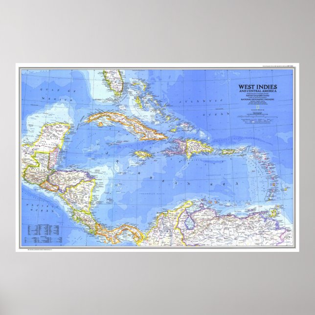Poster " Amérique centrale et Antilles : 1981 Carte détai (Devant)