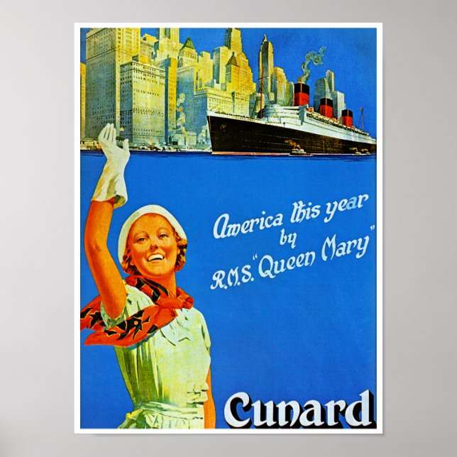 Poster Amérique cette année par RMS Queen Mary (Devant)