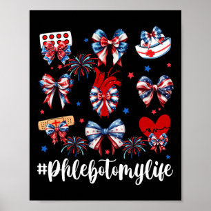 Poster Amérique Coquette Bow Fireworks Phlebotomie Happy