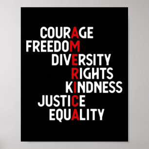 Poster Amérique Courage Liberté Droits Diversité Friendsh
