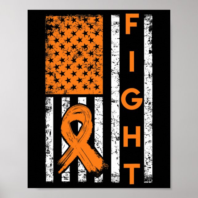 Poster Amérique Drapeau Orange Ribbon Leucémie (Devant)