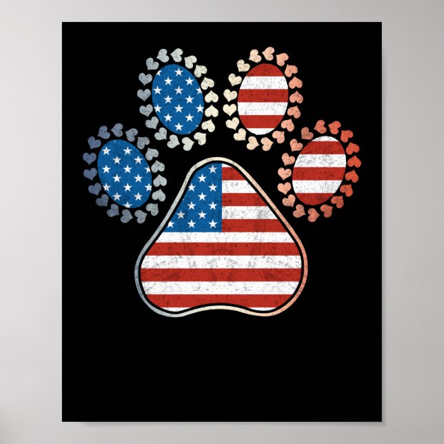 Poster Amérique Drapeau Patriot 4 juillet Empreinte de pa (Devant)