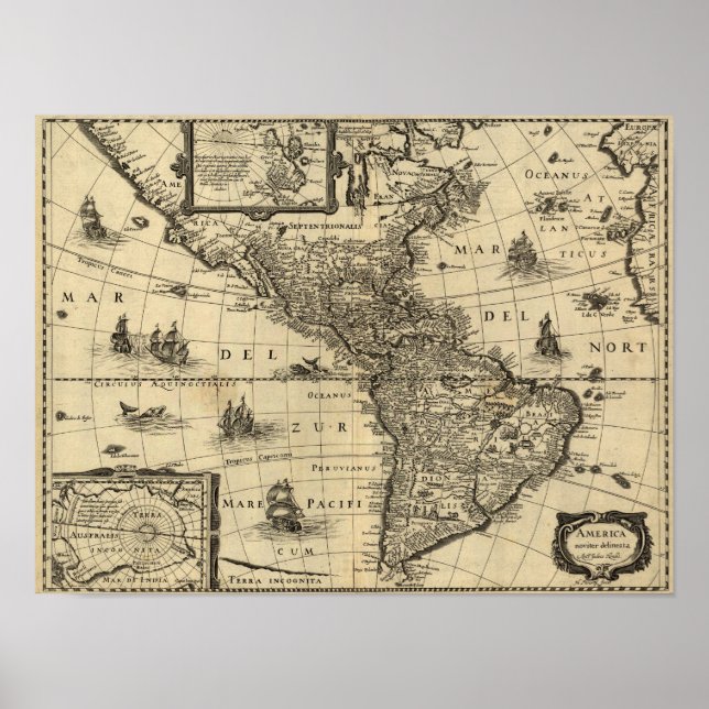 Poster Amérique du Nord et du Sud - Carte panoramique (Devant)