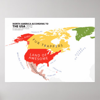 Poster Amérique du Nord Selon les États-Unis