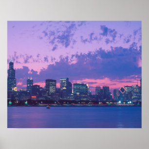 Poster Amérique du Nord, USA, IL. Ciel de Chicago à la to